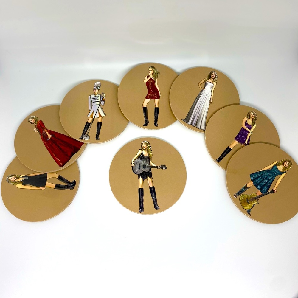 taylor swift fearless eras coasters coaster set 8 era tv coaster home decor rare